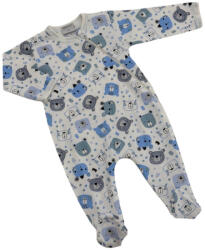 Wikids Hosszú ujjú cipzáros pamut rugi - Fehér/Kék Macis - 62