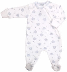 Wikids Hosszú ujjú cipzáros pamut rugi - Fehér/Sötétkék Maci fejes 62