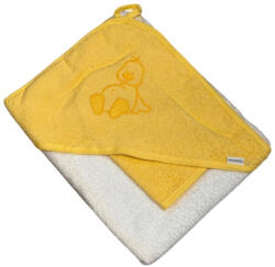 Vaganza hímzett fürdőlepedő fürdető kesztyűvel 80x80 cm - Fehér/Sárga Kacsa