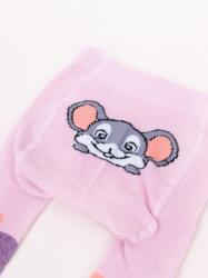 Yo Club! Pamut Harisnyanadrág csúszásgátlós - Rózsaszín Lila Egérkés 68/74