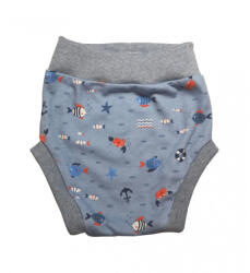 Wikids pamut pelus nadrág - Kék halacskás - 62