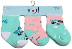 Yoclub Yo Bébi Zokni Mintás 3db-os - Menta Kutyás 6-9 hó