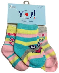 Yoclub Yo Bébi Zokni Mintás 3db-os - Színes Csíkos 3-6 hó