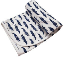 Vaganza Pamut Mintás Takaró 70x90 cm - Fehér Alapon Sötét Kék Krokodil