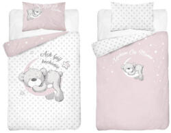 Maya Moo Gyerek pamut ágyneműhuzat 100x135cm - Maci a Holdon rózsaszín