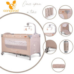 Cangaroo Once Upon2 emelhető betétes utazóágy, forgó-zenélővel - Bézs