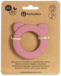 Petite&mars Beary Szilikon rágóka csörgővel Dusty Rose 0m+