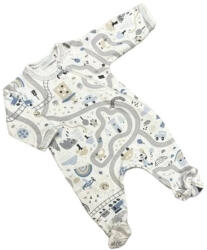 Wikids Hosszú ujjú cipzáros pamut rugi - Fehér/Kék/Szürke Tesz-Vesz - 44