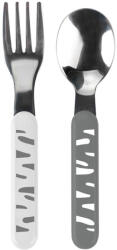 BabyOno Fém Evőeszközkészlet - Szürke/Fehér