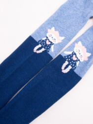 Yo Club! Pamut Harisnyanadrág csúszásgátló talppal - Sötét Kék Cicás 92/98