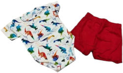 Mrofi 2 részes nyári szett - Fehér/Piros Színes Dinó 74