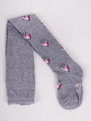 Yo Club! Pamut Harisnyanadrág csúszásgátló talppal - Szürke/Rózsaszín Gyémántos 104/110