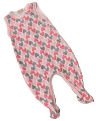 Wikids ujjatlan pamut rugi - Szürke/Rózsaszín Nagy Szíves 74-es