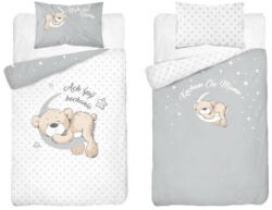 Maya Moo Gyerek pamut ágyneműhuzat 90x120cm - Maci Holdon Szürke/Fehér