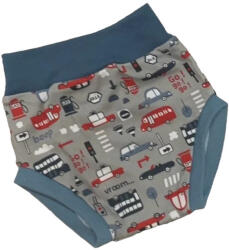 Wikids pamut pelus nadrág - Szürke/Kék autós - 68