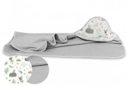 Babastar BS Frottír Kapucnis Fürdőlepedő 100x100 cm - Szürke/Menta Erdei Barátok