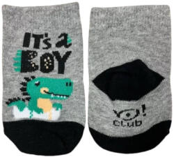 Yoclub Yo Bébi Zokni Mintás zokni 3-6 - Szürke/Fekete "It's Boy" 1 db-os