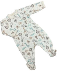 Wikids Hosszú ujjú cipzáros pamut rugi - Krém Menta Szafaris - 74