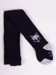 Yo Club! Pamut Harisnyanadrág csúszásgátló talppal - Fekete/Szürke Farkas 104/110