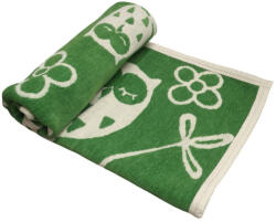 Klippan Biopamut gyermekpléd 90x10 cm - Zöld Bagoly