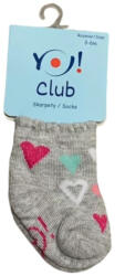 Yoclub Yo Bébi Zokni Mintás zokni 3-6 - Szürke/Rózsaszín Szívecskés 1 db