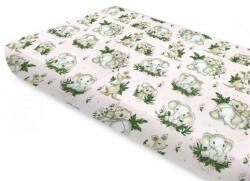 Babastar BS Pamutvászon gumis lepedő 70x140 cm - Baba Állatok rózsaszín