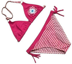 Cocobana 2 részes Lányka Fürdőruha - Rózsaszín/Fehér Csíkos Virággal 146-152-es (KIÁRUSÍTÁS)