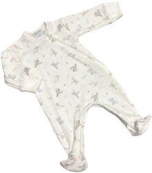 Wikids Hosszú ujjú cipzáros pamut rugi - Fehér/Kék/Bézs Nyuszi 50