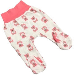 Bomer Pamut bébi nadrág - Fehér/Rózsaszín Macis 68