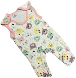 Bomer Pamut Ujjatlan Rugdalózó - Fehér Rózsaszín Menta Macis 80