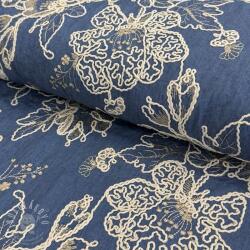  Pamutvászon JEANS EMBROIDERY Bouquet blue