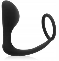 Prosztata Masszírozó, Anal Plug, Péniszgyűrű, szilikon, fekete, 9cm hosszú (FTV0130ALBLACK)
