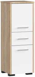Brius Dulap baie tip coloana cu 2 usi si sertar, PAL laminat, 30x30x85 cm, stejar sonoma si alb (AK-52852075)