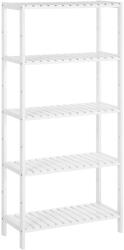 Brius Etajera 5 niveluri, din bambus, pozitii reglabile, multifunctionala pentru bucatarie sau hol, 60x26x130 cm, alb (EZ-BCB35WT)