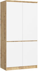 Brius Dulap pal 4 usi rafturi si bara umerase, 90x51x180 cm, design modern, stejar artisan alb (AK-12219874-3/3)