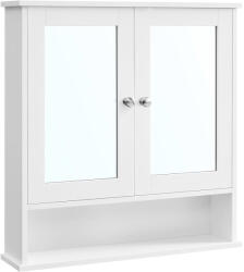 Brius Dulap baie perete oglinda 2 usi compartiment rafturi, 13x56x58 cm, depozitare, alb (EZ-LHC002)