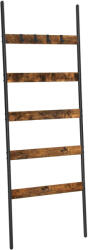 Brius Cuier baie tip scara inclinata, cadru din otel cu 5 nivele, agatatori detasabile, 65x178cm, maro rustic si negru (EZ-LLS011B01)