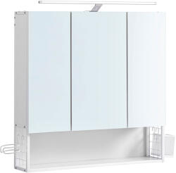 Brius Dulap de baie de perete, 3 usi cu oglinda, compartiment deschis, 15x70x70cm, alb (EZ-BBK124W14)