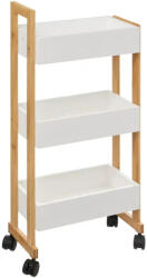Brius Etajera cu roti Atmosphera Natureo cu 3 niveluri, bambus si MDF, 41x20x81 cm, alb (JJ-140853)