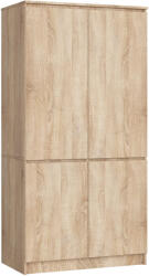 Brius Dulap pal 4 usi rafturi si bara umerase, 90x51x180 cm, design natural, stejar sonoma (AK-12218921-3/3)
