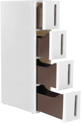 Brius Dulap de depozitare pe roti, pentru bucatarie sau baie, din plastic, cu 4 nivele, 45x17x84cm, alb (EZ-KFR08WT)