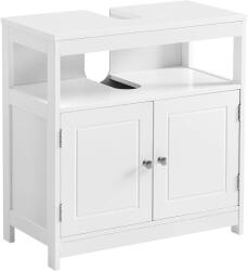 Brius Dulap baie 60x30x60 cm, 2 usi, compartiment deschis, stil scandinav, alb mat (EZ-BBC301W01)