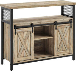 Brius Comoda pentru living sau bucatarie, cu 2 usi glisante, rafturi reglabile, stil rustic, 33x100x80 cm, maro natur (EZ-LSC092B60) Comoda