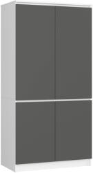 Brius Dulap pal 4 usi rafturi si bara umerase, 90x51x180 cm, design modern, alb si gri (AK-12219867-3/3)