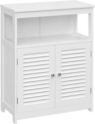 Brius Dulap depozitare podea baie 2 usi lamele rafturi mdf, 30x60x80 cm, design elegant, alb (EZ-BBC40WT)