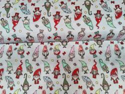 ActiveFabrics Lakástextil szürke alapon karácsonyi manók 140 cm széles