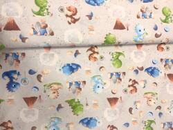 ActiveFabrics Pamutvászon Dinó 160 cm széles