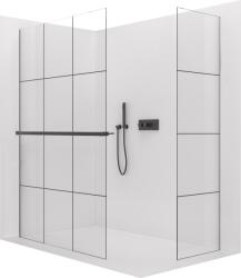 Cerano - Walk-in Crystal TL/P zuhanyfal - 8 mm - merevítő nélküli rendszer + törölközőtartó polc/törölközőtartó - matt fekete, ipari üveg -… - cerano - 235 067 Ft