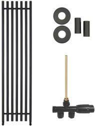 Cerano - Valerio fürdőszobai radiátor szett - központi fűtés - oldalsó egypontos csatlakozás - 872W - matt fekete - 1560x390 mm