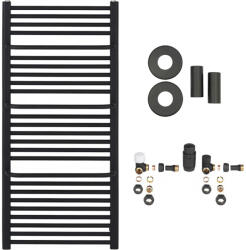 Cerano - Fürdőszobai radiátor szett Antonio - központi fűtés - oldalsó csatlakozás - 857W - matt fekete - 1460x550 mm